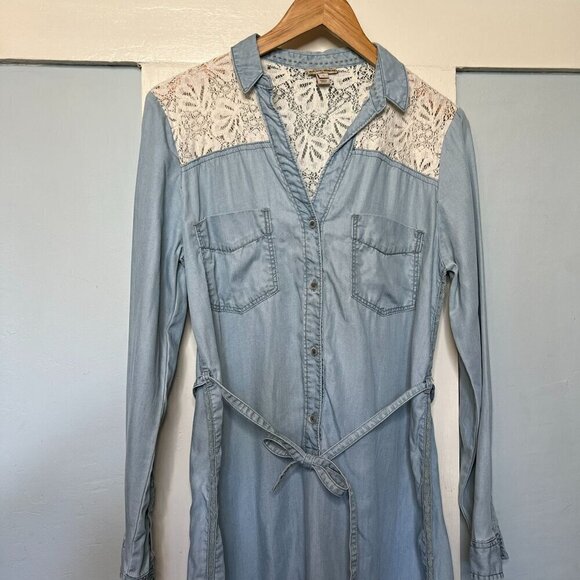 Anthropologie Holding Horses Novela Collared Button Front Chambray Dress - Picture 2 of 12